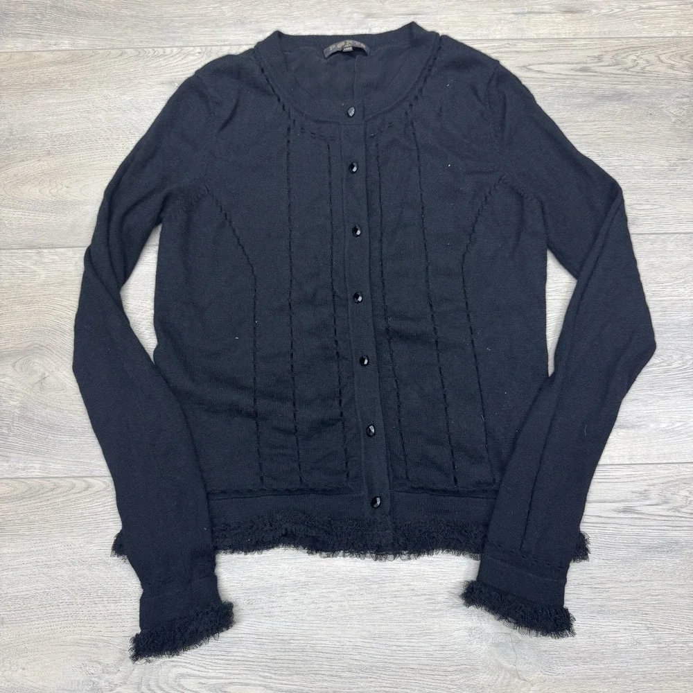 Ports‎ 1961 100% Cashmere Women's Black Cardigan Sz M Classic Minimal